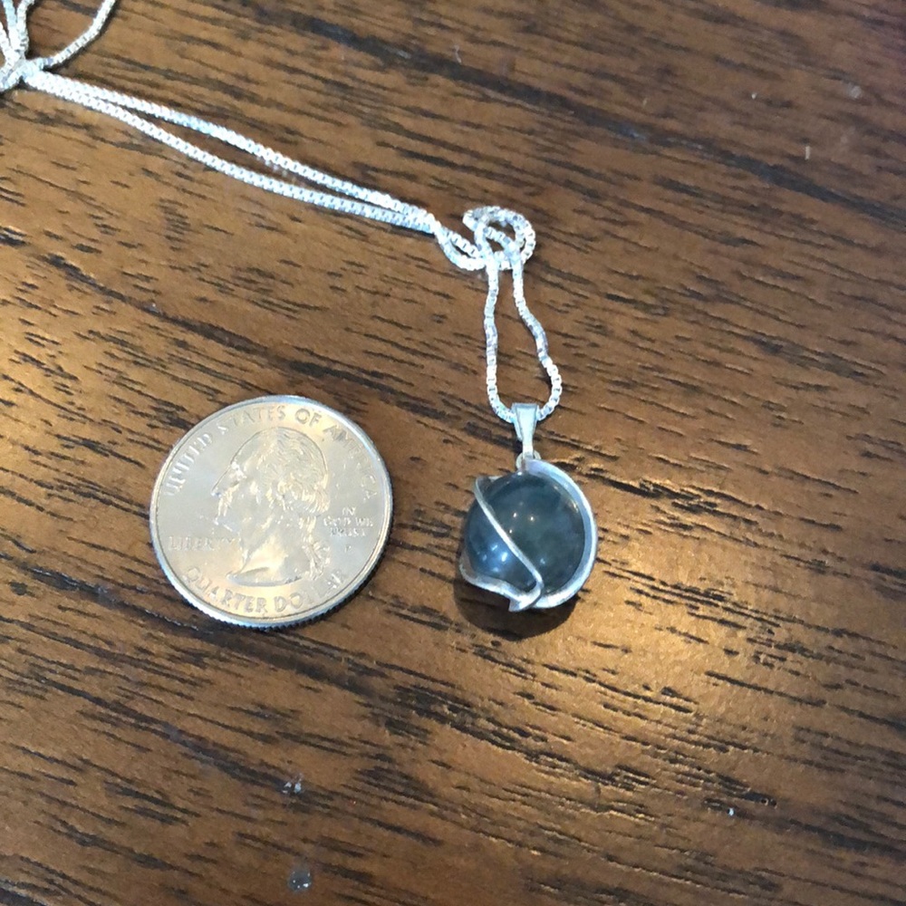 Silver encased marble pendant. Only 2 left!